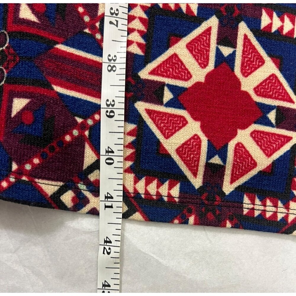 LuLaRoe Sarah Women's Navy Blue & Burgundy Long Cardigan - Picture 4 of 5